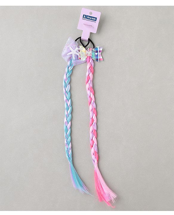 Pine Kids Hair Extensions  With Bow Applique - Muliticolor