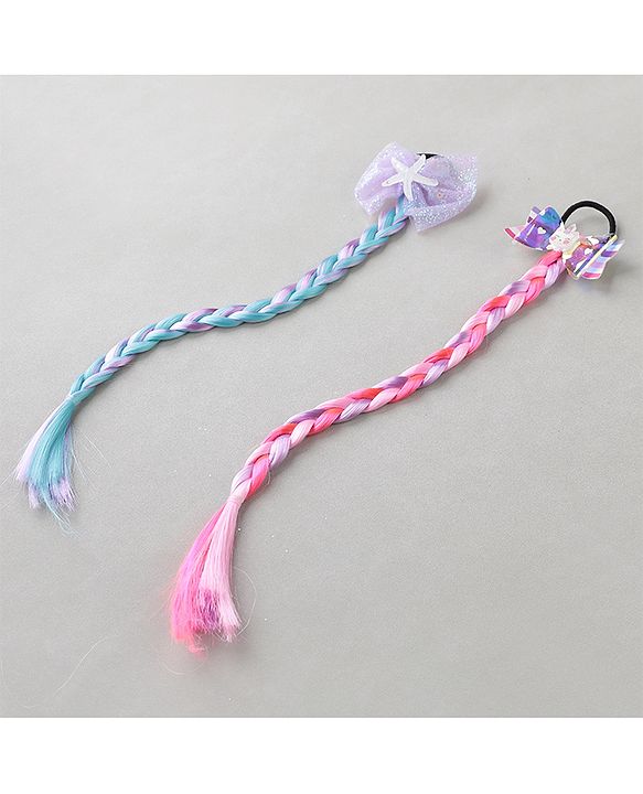 Pine Kids Hair Extensions  With Bow Applique - Muliticolor