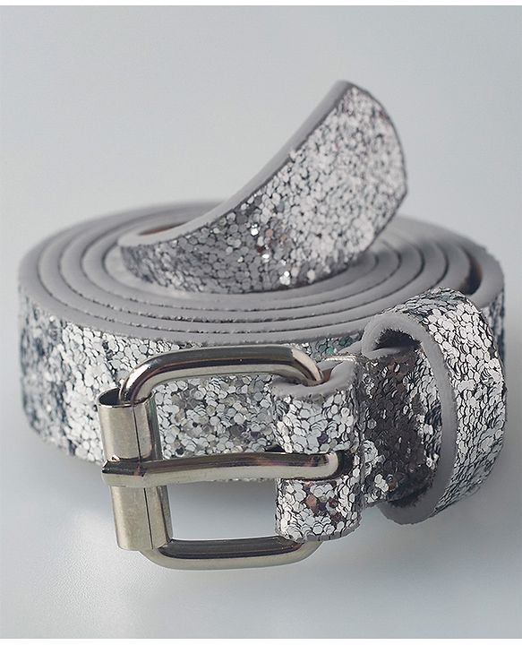 Pine Kids Belts with Sequin Design   - Silver