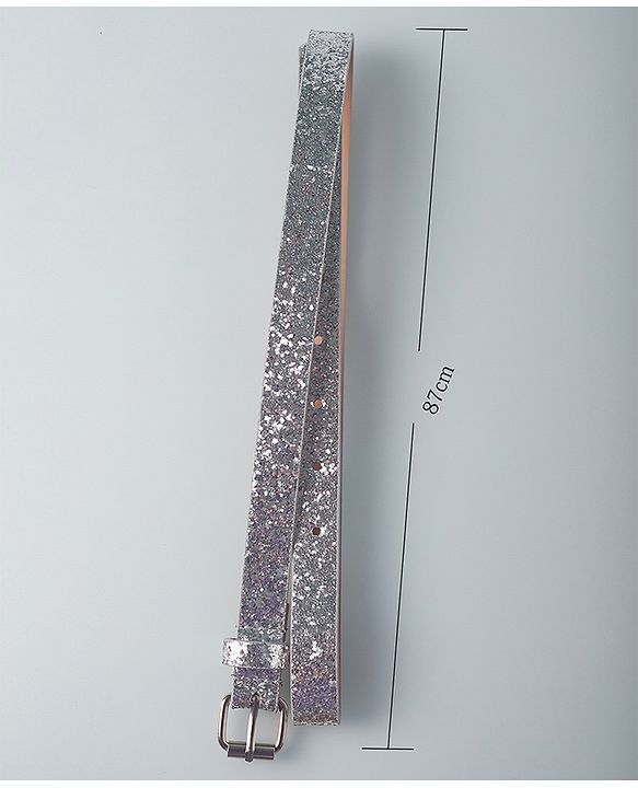 Pine Kids Belts with Sequin Design   - Silver
