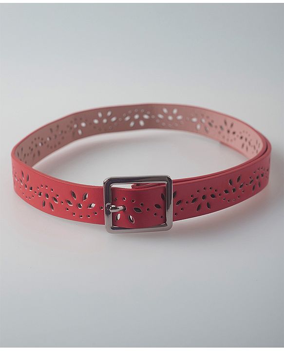 Pine Kids Free Size Belt with Square Buckle - Red
