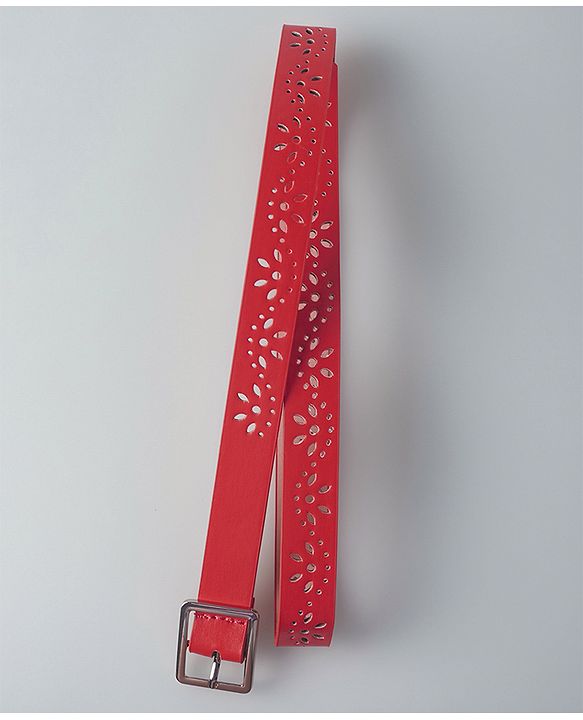 Pine Kids Free Size Belt with Square Buckle - Red