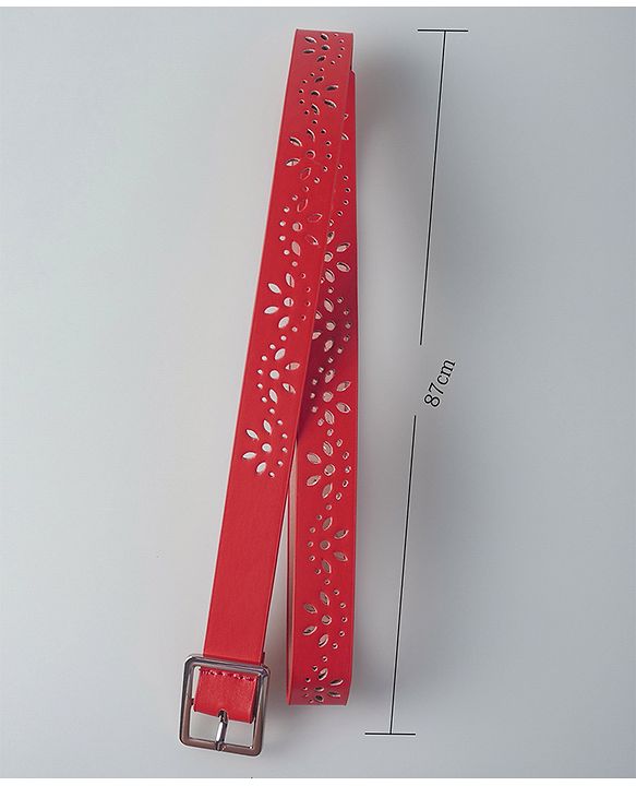 Pine Kids Free Size Belt with Square Buckle - Red