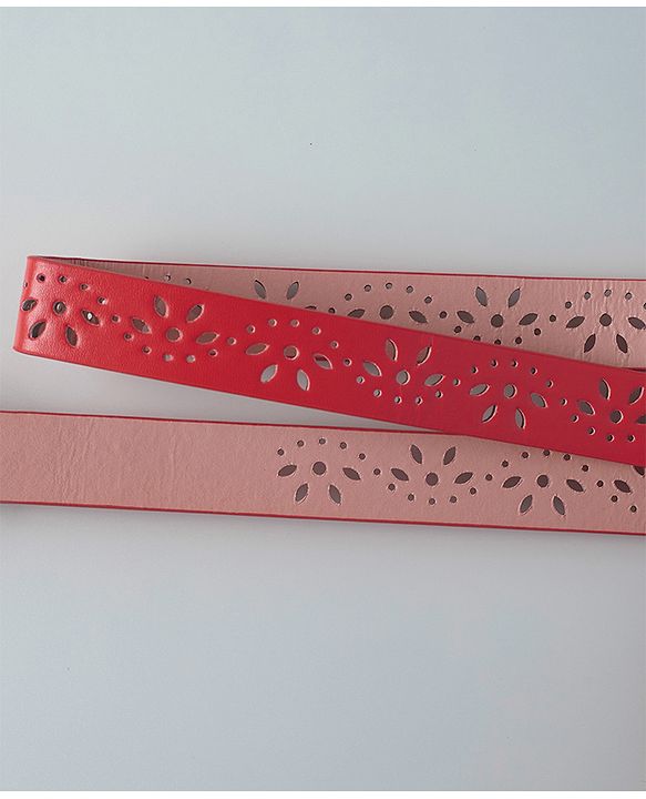 Pine Kids Free Size Belt with Square Buckle - Red