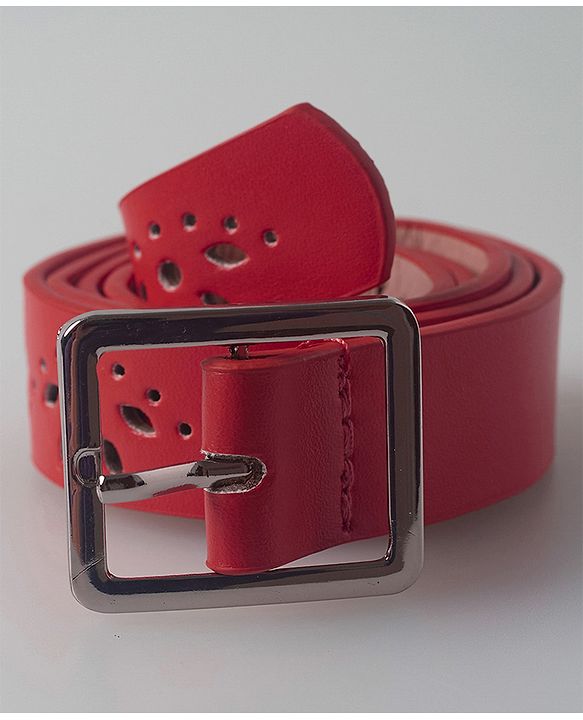 Pine Kids Free Size Belt with Square Buckle - Red