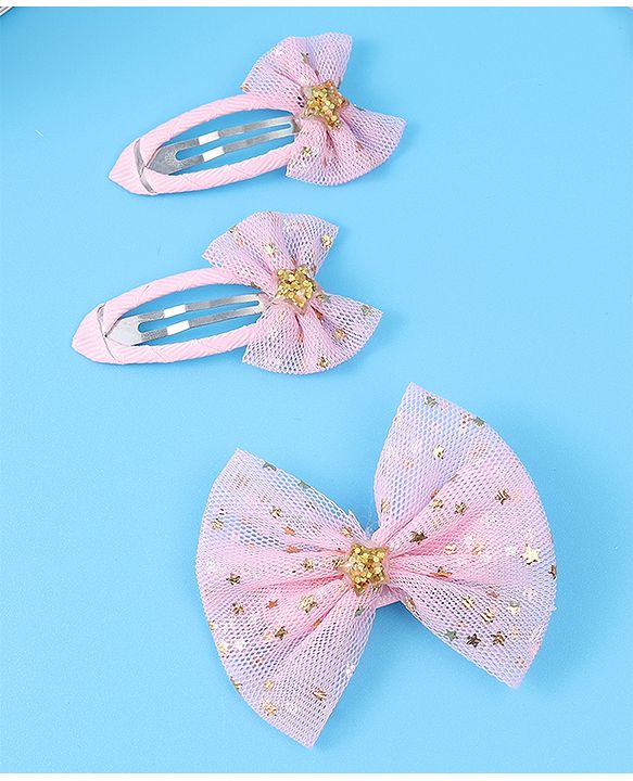 Babyhug Free Size Hair Accessories Combo Set with Bow Applique - Pink