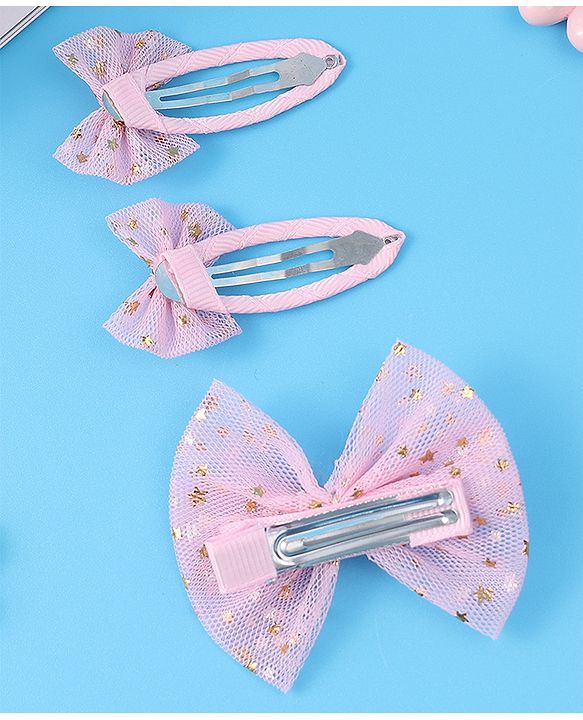 Babyhug Free Size Hair Accessories Combo Set with Bow Applique - Pink