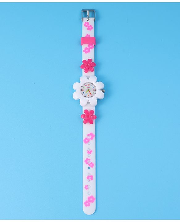 Babyhug Free Size Floral Shape Analog Watch  - White (Belt Color May Vary)