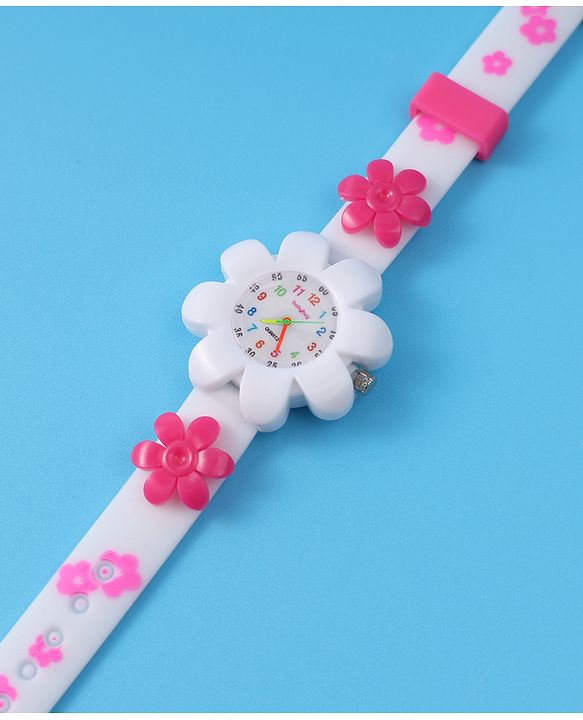 Babyhug Free Size Floral Shape Analog Watch  - White (Belt Color May Vary)