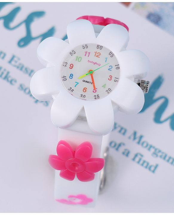 Babyhug Free Size Floral Shape Analog Watch  - White (Belt Color May Vary)