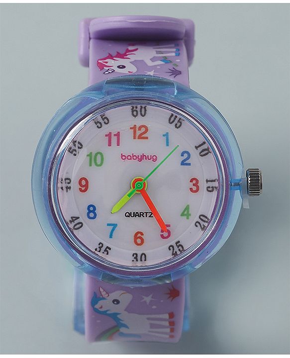 Babyhug Analog Watch With Unicorn Print - Purple