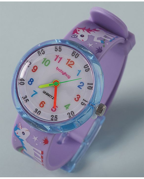 Babyhug Analog Watch With Unicorn Print - Purple