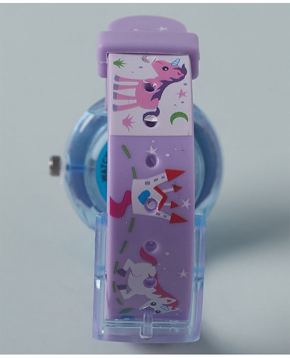 Babyhug Analog Watch With Unicorn Print - Purple