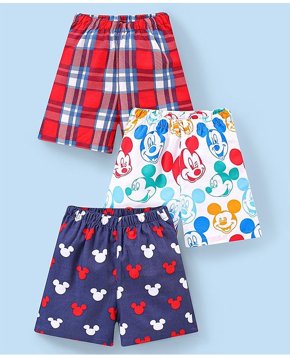 Babyhug Disney Cotton Boxers With Mickey Mouse Family Print Pack of 3 - Multicolour