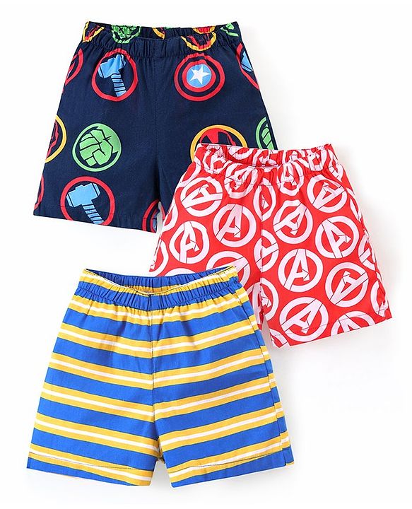 Babyhug Marvel Cotton Knit Boxers With Avengers Print Pack of 3 - Multicolor