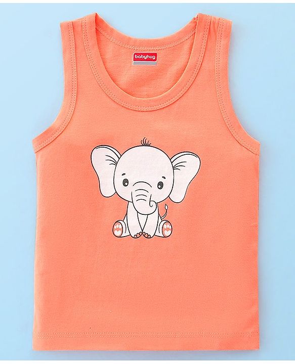 Babyhug 100% Cotton Sleeveless Sandos With Elephant & Star Print Pack Of 5 - Multicolour