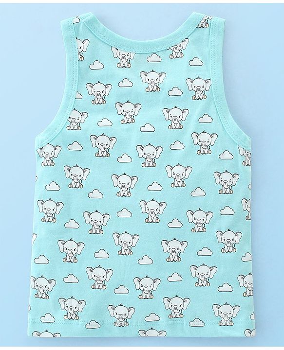 Babyhug 100% Cotton Sleeveless Sandos With Elephant & Star Print Pack Of 5 - Multicolour