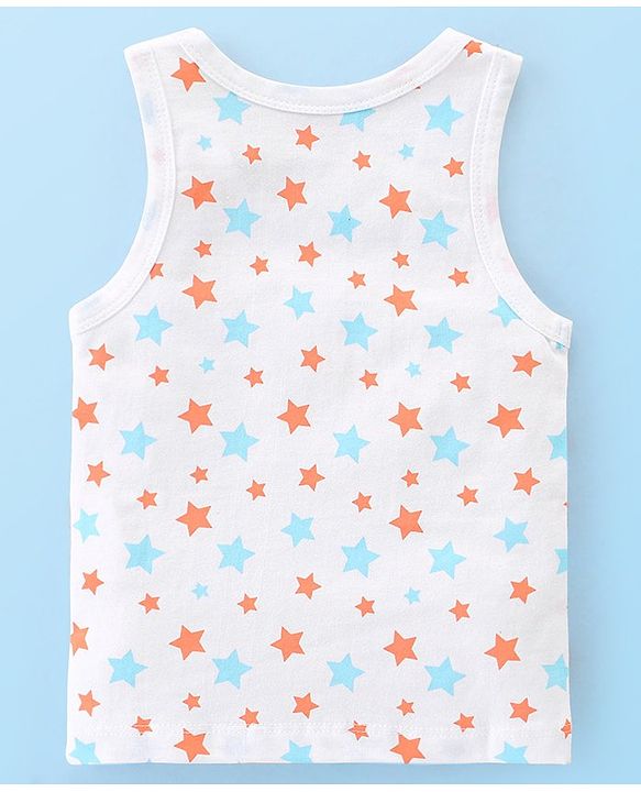 Babyhug 100% Cotton Sleeveless Sandos With Elephant & Star Print Pack Of 5 - Multicolour