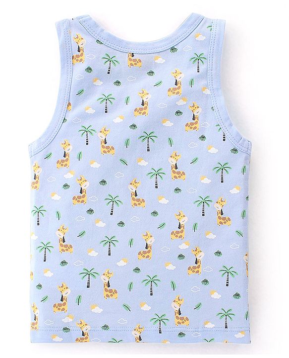 Babyhug 100% Cotton Single Jersey Knit Sleeveless Sando Stripes & Giraffe Print Pack Of 3 - Multicolor