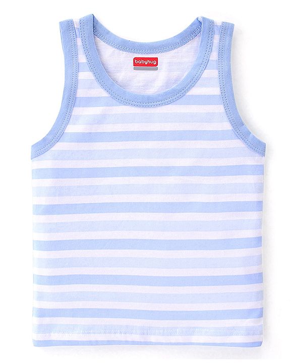 Babyhug 100% Cotton Single Jersey Knit Sleeveless Sando Stripes & Giraffe Print Pack Of 3 - Multicolor
