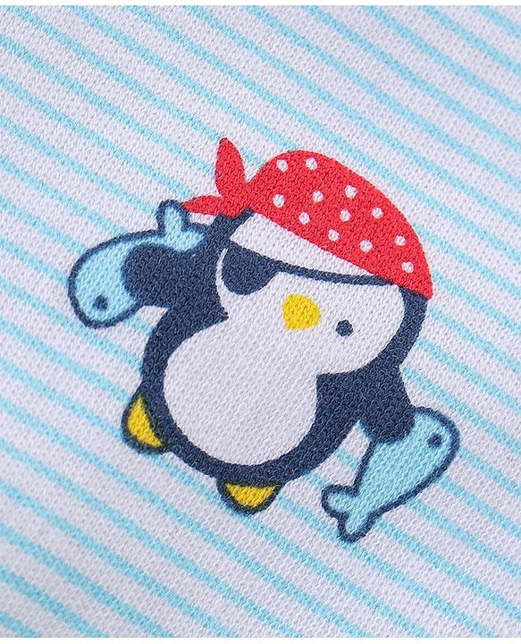 Babyhug 100% Cotton Knit Cap Mittens And Booties Beach Theme - Blue