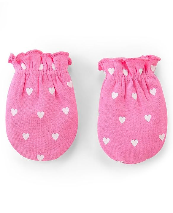 Babyhug 100% Cotton Knit Mittens With Polka Dot Print Pack of 3 - Multicolour