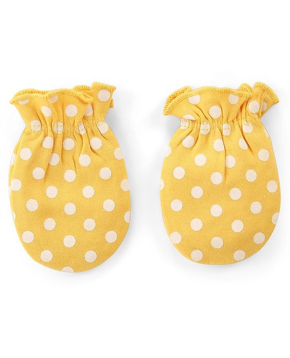 Babyhug 100% Cotton Knit Mittens With Polka Dot Print Pack of 3 - Multicolour