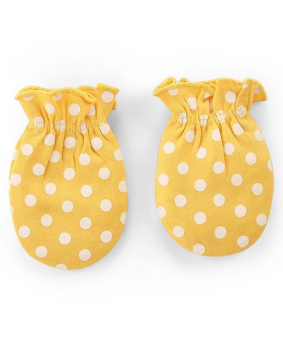 Babyhug 100% Cotton Knit Mittens With Polka Dot Print Pack of 3 - Multicolour