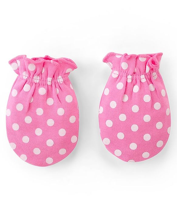 Babyhug 100% Cotton Knit Mittens With Polka Dot Print Pack of 3 - Multicolour