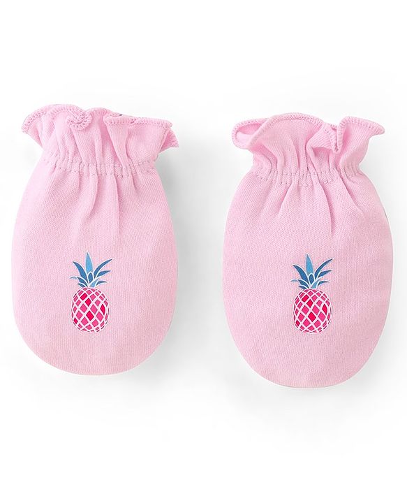 Babyhug 100% Cotton Knit Mittens With Polka Dot Print Pack of 3 - Multicolour