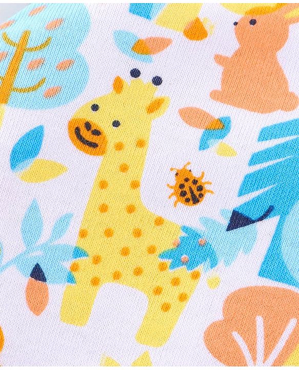Babyhug 100% Cotton Knit Cap Animal Print Pack of 2 - Blue & Yellow