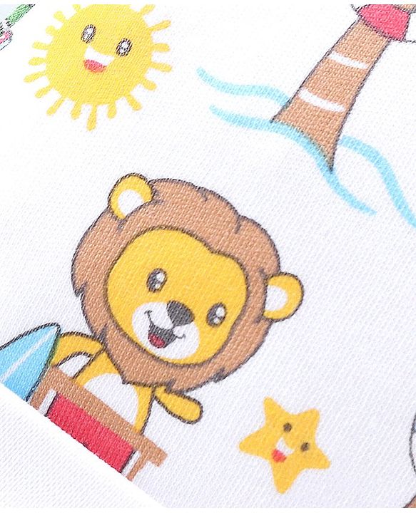 Babyhug 100% Cotton Cap Animal & Beach Print - Multicolour