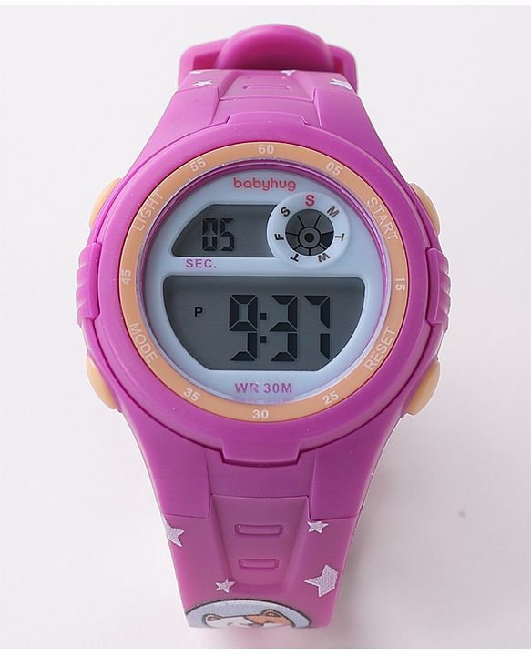 Babyhug Cat Print Digital Watch Free Size - Purple