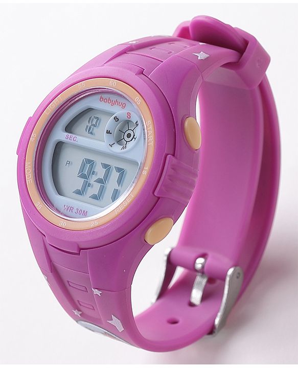 Babyhug Cat Print Digital Watch Free Size - Purple