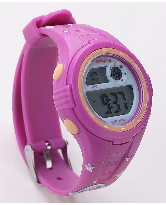 Babyhug Cat Print Digital Watch Free Size - Purple