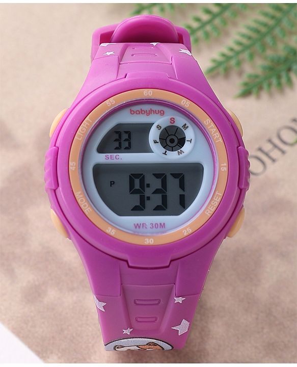Babyhug Cat Print Digital Watch Free Size - Purple