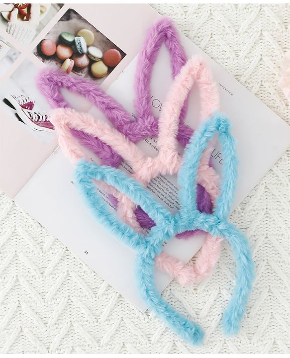 Babyhug Free Size Hair bands With Bunny Ears Applique Pack of 3 - Pink Purple & Blue