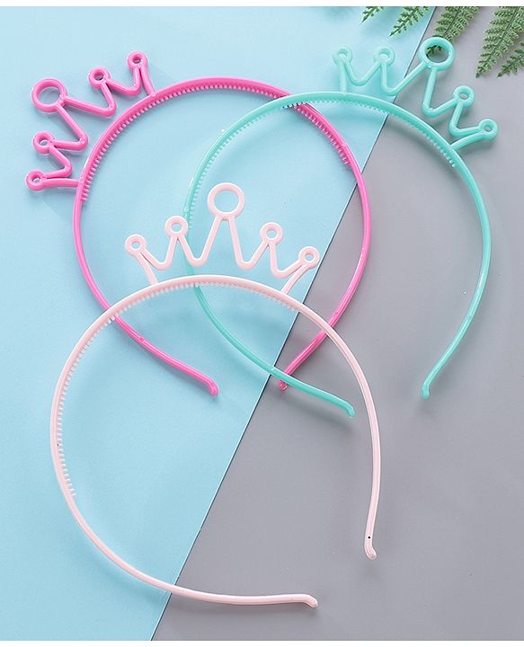 Babyhug Free Size Hairbands With Crown Applique Pack of 3 - Multicolor