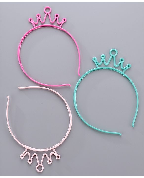 Babyhug Free Size Hairbands With Crown Applique Pack of 3 - Multicolor