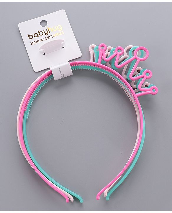 Babyhug Free Size Hairbands With Crown Applique Pack of 3 - Multicolor