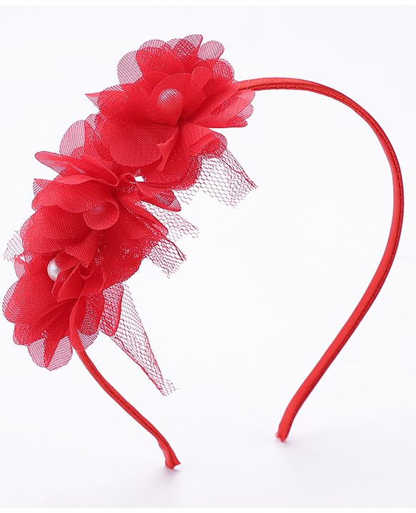 Babyhug Flower Applique Headbands Pack of 2 - Pink & Red