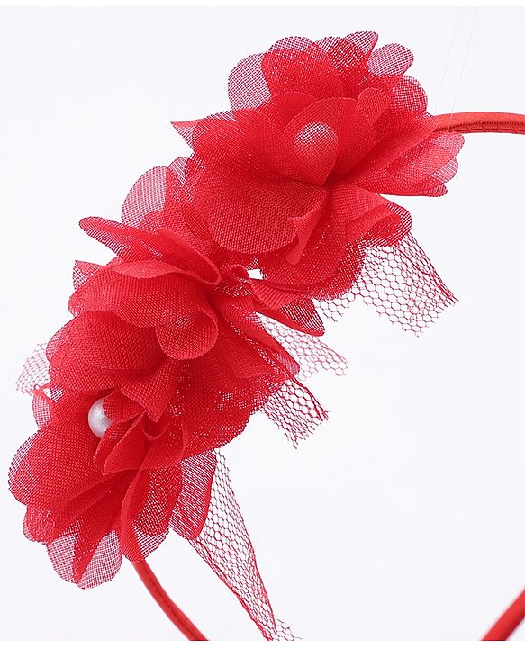 Babyhug Flower Applique Headbands Pack of 2 - Pink & Red