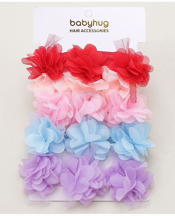 Babyhug Free Size Headbands With Flower Applique Pack of 5 - Multicolour