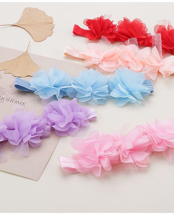 Babyhug Free Size Headbands With Flower Applique Pack of 5 - Multicolour