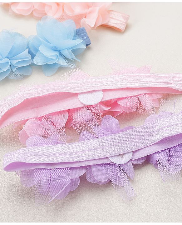 Babyhug Free Size Headbands With Flower Applique Pack of 5 - Multicolour