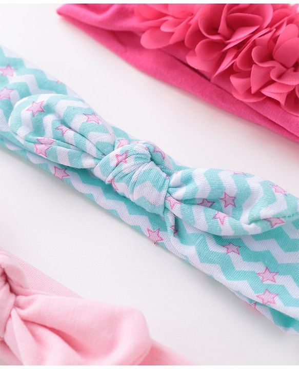 Babyhug Free Size Headbands With Flower & Bow Applique Pack of 3 - Multicolour