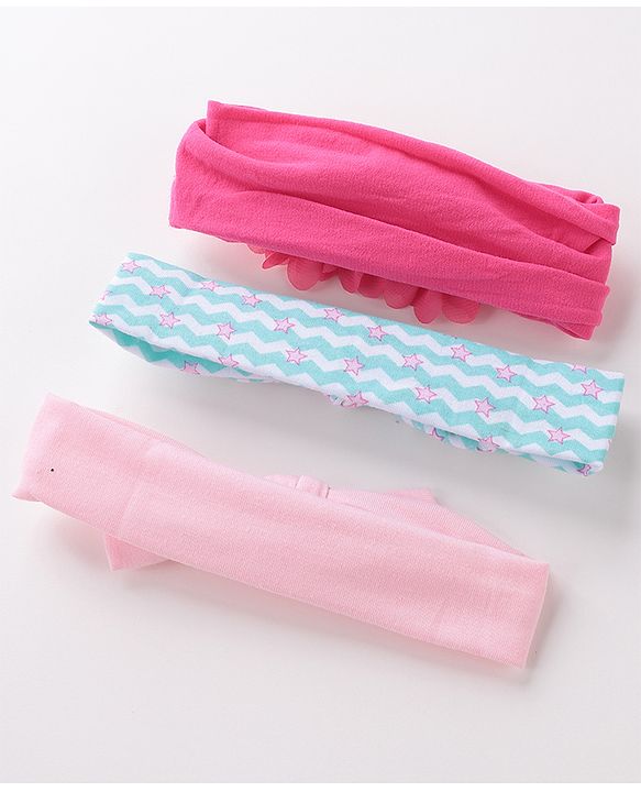 Babyhug Free Size Headbands With Flower & Bow Applique Pack of 3 - Multicolour
