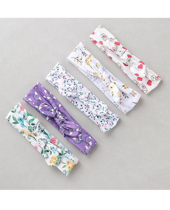 Babyhug Free Size Headbands With Bow Applique Pack of 5 - Multicolour