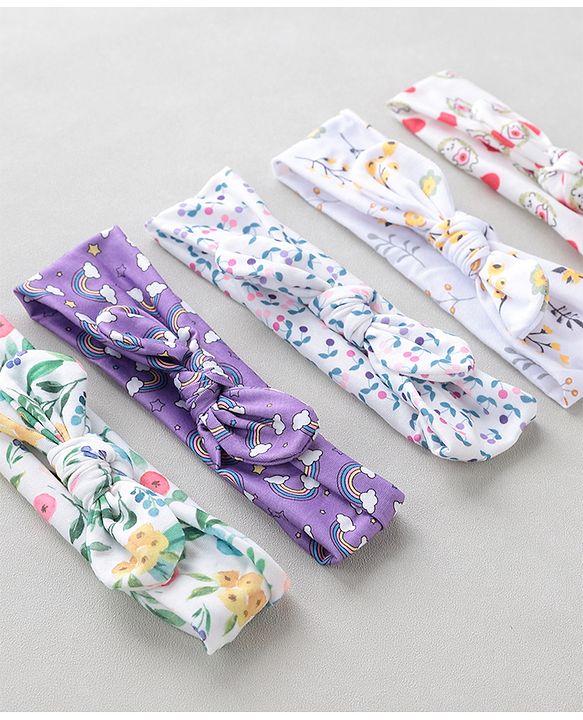 Babyhug Free Size Headbands With Bow Applique Pack of 5 - Multicolour