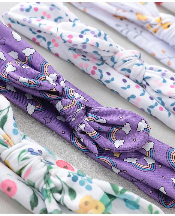 Babyhug Free Size Headbands With Bow Applique Pack of 5 - Multicolour